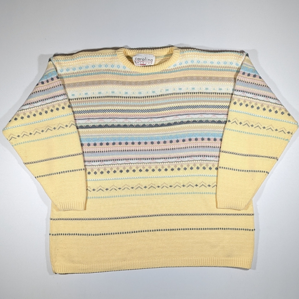 Vintage Carolina Colours Sweater Women's Size 20 Striped Yellow